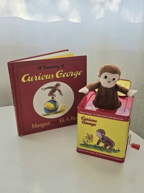 Curious George Jack-in-the-Box Plush Toy with Book A Treasure Of Curious George